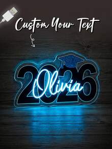 2026 Customized Neon Sign, Personalized Name LED Light, USB Powered Wall Decor, Perfect Gift For 2026 Graduates, Bedroom And Party Decoration - Multicolor - View 3