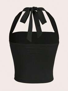 3 piezas Blusa de verano casual/de oficina/de vacaciones con estampado floral, fruncido y nudo delantero, blusa floral vintage, blusa casual, blusa para salir, playa, vacaciones de primavera, blusa de verano - Negro - Ver 2