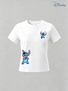 Kids' Disney Lilo & Stitch Themed "Stitch EST. 2002" T-Shirt, Boys' Retro Stitch Print Short Sleeve Tee, Soft Casual Top For Boys, Easy On & Off For Theme Parks, Family Vacations & Casual Hangouts - trắng - Xem 3