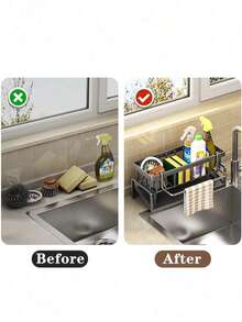 Giá để ráo nước đa năng, chất liệu ABS/thép không gỉ, có thể đựng nước rửa chén, miếng bọt biển, khăn lau chén, dụng cụ nhà bếp, lưới thoát nước, giá đựng khăn lau chén kèm giá treo khăn, chất liệu thép carbon cao cấp, dụng cụ sắp xếp nhà bếp, giá đựng miếng bọt biển và khăn lau chén, giỏ đựng đồ dùng nhà bếp, đồ dùng thiết yếu cho nhà bếp, trang trí phòng, phụ kiện. - Nhiều kiểu dáng và màu sắc - Xem 7