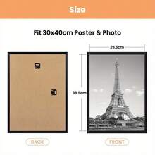 Set Of Three A2 Photo Frames, Suitable For A2/A3/30X40Cm Sizes, Designed In Black For A Photo Gallery - Features Slide-In Strips For Easy Mounting Either Horizontally Or Vertically - 3 Pcs Black - View 6
