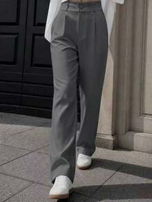 505 Women's Dress Pants, High Waist, Casual, Sophisticated, Elegant, Modern, Casual, Blogger, National Shipping Refresh Your Summer Promo Summer 3.3 Striped Pants, Women's Mo Fashion - 灰色 - 查看 5