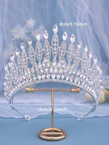 1 chiếc vương miện pha lê trắng cho cô dâu, phụ kiện đội đầu bằng hợp kim bạc cho đám cưới, tiệc tùng, trang trọng. - Nhiều màu - Xem 8