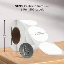 Nhãn dán nhiệt tròn tự dính 2 inch, 600 chiếc/cuộn - Đa năng, tương thích với máy in để bàn dùng trong văn phòng. - Xem 6