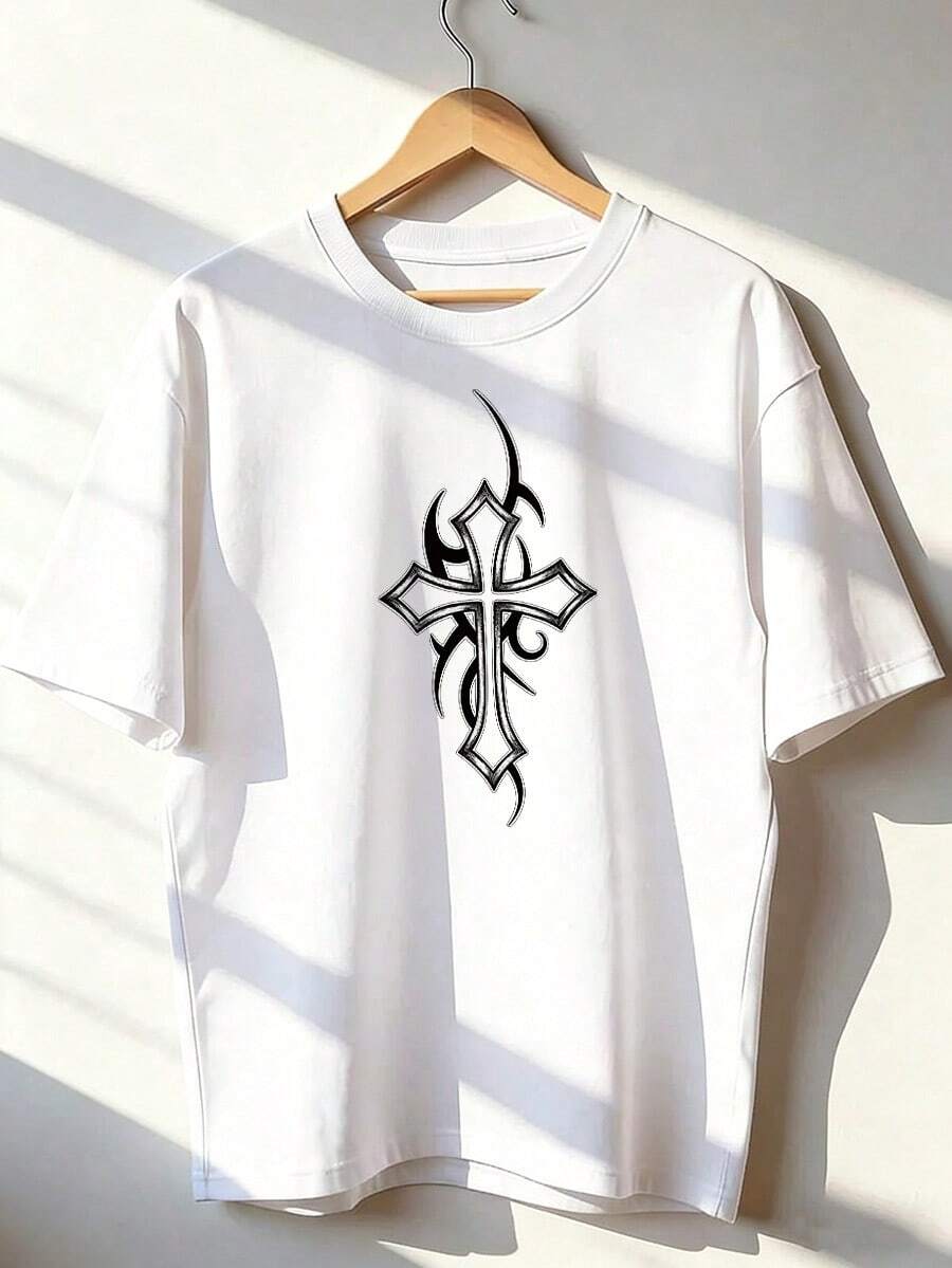 Camiseta de Manga Corta con Motivo Gótico,Camiseta de manga corta de moda para primavera y verano de 2026, hecha en México, 180 gramos. Estampado de dibujos animados, modelo de pareja, apta para uso interior o exterior. Cuello redondo, unisex, ideal para oficina y ocio. Paquete de una pieza. - WH-P631577SLNDXZGY436 - Ver 1