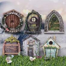 6pcs Woodland Fairy Tale Miniature Door Set, Micro Fairy House Decor For Garden And Yard Landscape - A - View 4