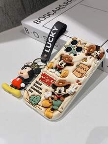 Disney Mickey Mouse Clubhouse Phone Case : 3D Fluffy Pattern Border Protector Phone Soft Phone Case With A Free Cute Mickey Bracelet Chain Lanyard, Mickey, Minnie, Goofy, Donald Duck, Daisy Duck, Pluto, For Apple 17 Promax 17 Pro 16 15 14 13 12 11 Pro Max XS Max X XR Soft Cover Summer Phone Case - trắng - Xem 7