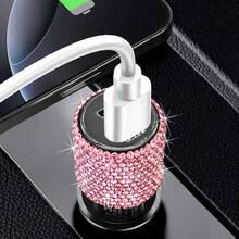 1 pièce Chargeur de voiture avec strass étincelants, chargeur rapide Type-C PD 20W et USB QC3.0, 12/24V universel pour voiture, camion, SUV, câble de charge rapide 3-en-1 pour téléphones, écouteurs, caméra de tableau de bord, GPS, drones, cadeau idéal pour anniversaire, vacances et accessoires automobiles - Chargeur de voiture - Voir 4