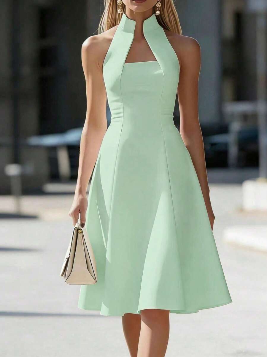 Women's Elegant Solid Color Dress, Suitable For Dates, Weddings In Summer - Mint Green - View 1