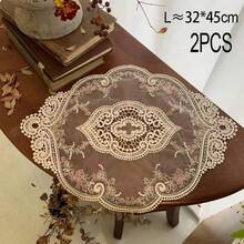 1/2件復古法式優雅蕾絲餐墊，手工刺繡桌墊與中式桌布，餐廳裝飾，適用於婚禮派對、聖誕節假期裝飾，秋季居家必需品與精緻禮物 - 彩色 - 查看 19