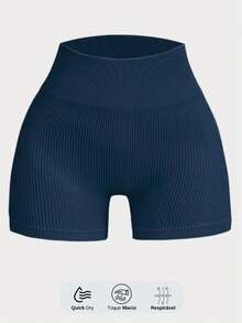 SET OF 3 SEAMLESS RIBBED SHORTS – HIGH COMPRESSION - 黑/灰/藍 - 查看 4
