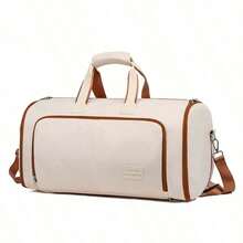 Multi-Function Travel Luggage Bag, Clothing Storage Garment Bag, Large Capacity Handbag, Travel Backpack, Color Block Shoulder/Crossbody Bag, With Shoe Compartment, Wet/Dry Separation, Apparel Storage, Suitable For Travel, Business Trip, Commute Bag For School School Accessories School Stuff - White - View 3