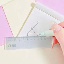 Kit Régua Escolar 4 Peças Jelly Color Transparente Kawaii Matemática Geometria - Conjuntos - Visão 9