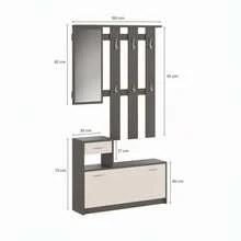 Dmora Garolfo - Mobile da Ingresso, 25.5x100x190h cm Beige, Specchio Incluso - Beige - Visualizzare 3