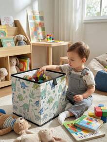 1pc Large Capacity Foldable Storage Box, Durable Dinosaur Print Open Storage Bin, Baby Diaper & Toy Organizer Basket, Foldable Nursery Storage Box, Drawer-Style Multi-Functional Space-Saving Design For Home, Dorm, Home Organization, Underbed Storage - Multicolor - View 11
