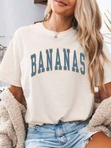 1 Retro Banana Baseball T-Shirt, Funny Banana Sports T-Shirt, Vintage Banana Team T-Shirt, Gift For Baseball Lovers, Summer Game Day T-Shirt, Unisex Graphic Tees, Funny T-Shirt, 180g 100% Soft Cotton. - 白色 - 查看 6