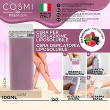 COSMI MILANO Made In Italy Fat-Soluble Depilatory Wax 100ml Cartridge, Enriched Effective And Precise Hair Removal, Compatible With Roller Wax Heater, Uniform Application, Suitable For Legs, Arms And Body, Good Adhesion To Hair, Practical For Home Hair Removal, Professional Body Care Available In Different Models, Ideal For Summer Hair Removal. - CON FRUTTI ROSSI - View 5