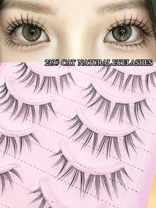 Lvcheryl 5 Pairs Of Angel Lashes, Fairy Lashes Strip, Japanese Manga False Eyelashes, Wispy Lashes With Sharp Eyes, Comfortable Simulated Eyelashes, Light And Curly Lashes With Spikes And Bottoms, Lower Lashes Suitable For Daily Makeup - Black - View 10