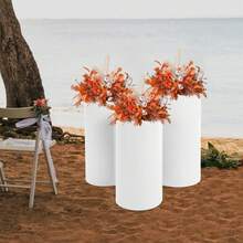 White 3 Pack Cylindrical Display Stand,Elegant Simple Iron Decor Stand With High-Temperature Baking Paint,Chic Different Heights Design For Wedding Birthday Party Dessert Table Candy Buffet - White - View 3