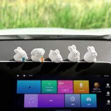 5pcs Cute Mini Rabbit Micro Landscape Decor, Creative Car Interior Ornament, Desktop Decoration, DIY Office Accessory - Bunny - View 5