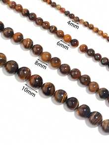 4/6/8/10MM 1 Strand Natural Yellow Tiger Eye Stone Beads - Loose For DIY Jewelry Making, Natural Beads For Bracelets, Necklaces, Earrings, Handicrafts - Multicolor - View 7