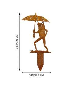1/2 piezas Estaca de jardín con silueta de rana vintage rústica con paraguas, montada en el suelo, decoración exterior con tema animal, adecuada para el hogar y el jardín, decoración de césped para el Día de Acción de Gracias, sin electricidad ni batería requerida, decoración de jardín con ranas - A - Ver 3