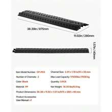 [Free Shipping] Cable Hose Protector Ramp 39x5.1x0.78 Inches For Home Office Warehouse, 17500 Lbs Axle Load Capacity Heavy Duty Floor Cord Management Channel 3 Pack-XY312111 - Multicolor - View 8