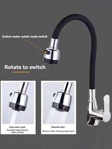 Grifo de cocina giratorio a 360°, flexible, de una sola manija para agua caliente y fría, con acabado, núcleo de válvula e instalación de base, accesorios incluidos con rosca G1/2, adecuado para cocinas modernas y tradicionales, bares, baños y fregaderos, accesorio esencial para el hogar, ideal para regalos navideños y renovaciones del hogar - Multicolor - Ver 9
