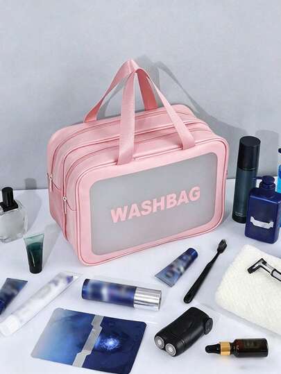3pcs/Set Waterproof Travel Makeup Bag Set, Suitable For Toiletries, Bath, Cosmetics Organization, Handheld, Makeup Storage, Beach, Dry & Wet Separation, Swimming, Teenage Girls Cosmetic Bag, Skincare Bag, Sanitary Pad Bag, Waterproof Travel Toiletry Bag