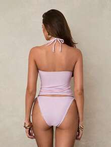 Conjunto de bikini a cuadros de cereza dulce - Rosa 2 - Ver 2