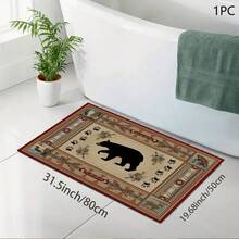 1pc Vintage Brown Bear Print Absorbent Mat/Drying Mat For Coffee Maker, Tableware - Polyester Absorbent Desktop Protective Mat With Rubber Anti-Slip Pad, For Kitchen Counter Decor, Home Bar And Dining Table - Multicolor - View 6