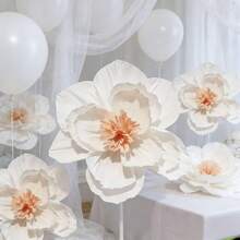 High-Quality 6pcs Large Size 29.97cm*6 Artificial Peony Simulation Flowers, High-Quality Handmade Paper Flower Set For Wedding Flower Wall Decor, Window Arch Arrangement, Birthday Party Photo Backdrop, Home Wall Decoration - 6Pcs - View 7