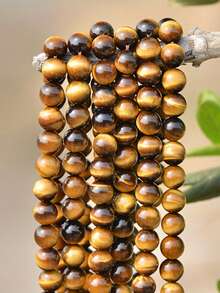 4/6/8/10MM 1 Strand Natural Yellow Tiger Eye Stone Beads - Loose For DIY Jewelry Making, Natural Beads For Bracelets, Necklaces, Earrings, Handicrafts - Multicolor - View 2