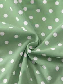 Traje de baño de dos piezas con estampado de lunares, escote asimétrico y espalda descubierta, atuendo de vacaciones en la playa para el verano - Verde Limelight - Ver 7