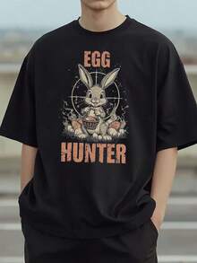 H1unter de huevos S1Hirt Hirt de Pascua gracioS1o Rega1lo para jugadores geniales Conejo en el Espacio C1Aza de Huevos Feliz T1EE - Negro - Ver 2
