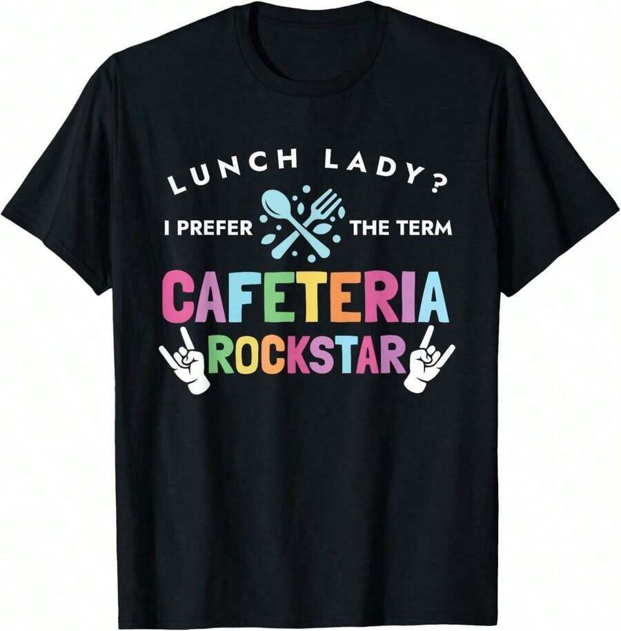 GiftGiftLunch Camiseta de Trabajadora de Cafetería con Moño Desordenado SoftSoft - Negro 17 - Ver 1
