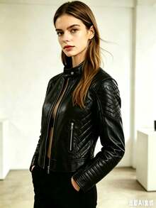 Women's Jacket Look Suede | Faux Leather Style | Lightweight And Stylish - Dark Wash - View 1