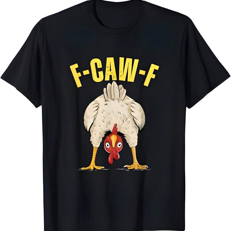 Funny pollo culo F-CAW-F gallo campo granja pollo camiseta - Negro - Ver 1