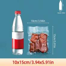 100 piezas/500 piezas Bolsas de vacío para alimentos transparentes con relieve, hechas de material de PE y nailon, adecuadas para uso doméstico y comercial, bolsas de conservación de alimentos transpirables para carne, mariscos, granos, frutos secos, frutas, frutas deshidratadas, medicamentos y talla grande, almacenamiento hermético para la cocina - Claro - Ver 12