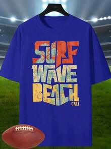 ropa de mujer 100% Algodón Camisas de hombre Diseño Cali Ola de Surf Playa Camiseta con estampado de océano y estilo vintage para actividades al aire libre de verano y uso casual - Azul - Ver 6