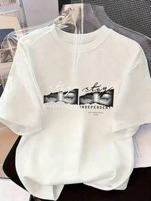 Camiseta de Manga Corta con Estilo Moderno y Aesthetic,Camiseta de manga corta de moda para primavera y verano de 2026, hecha en México, 180 gramos. Estampado de dibujos animados, modelo de pareja, apta para uso interior o exterior. Cuello redondo, unisex, ideal para oficina y ocio. Paquete de una pieza. - WH-P631577SLNDXZGY450 - Ver 2