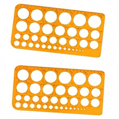 Circle Stencil Template, Translucent Orange Architectural Templates Kit, 36 Circles Of Various Sizes, For Drawing Rulers Technical Drafting Stencils Engineering Architecture (2Pcs)