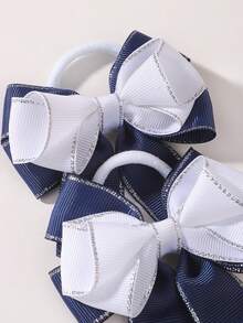 Set de 2 lazos de pelo estilo colegial azul marino, accesorios de pelo versátiles para niñas, bandas elásticas para moños - Multicolor - Ver 11