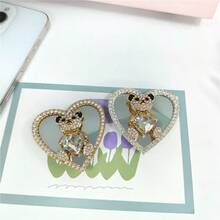 1 Giá đỡ điện thoại hình gấu đính kim cương hình trái tim, giá đỡ điện thoại gấp gọn đính đá lấp lánh, giá đỡ dễ thương dành cho người lười biếng - Nhiều màu - Xem 4