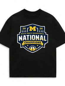 Michigan Wolverines Basketball Natial Champis 2026 Graphic Tee - Black - View 1