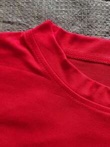 Talla Grande, Camiseta de Talla Grande para Mujer 1XL-5XL con Diseño de Línea de Latidos del Corazón y Letras - Blusa Casual de Manga Corta con Cuello Redondo, Tela de Elasticidad Media (Talla Grande-2Y237) - Ropa Casual para Primavera, Verano y Otoño, Lavable a Máquina para mayor comodidad. - Lacre - Ver 6
