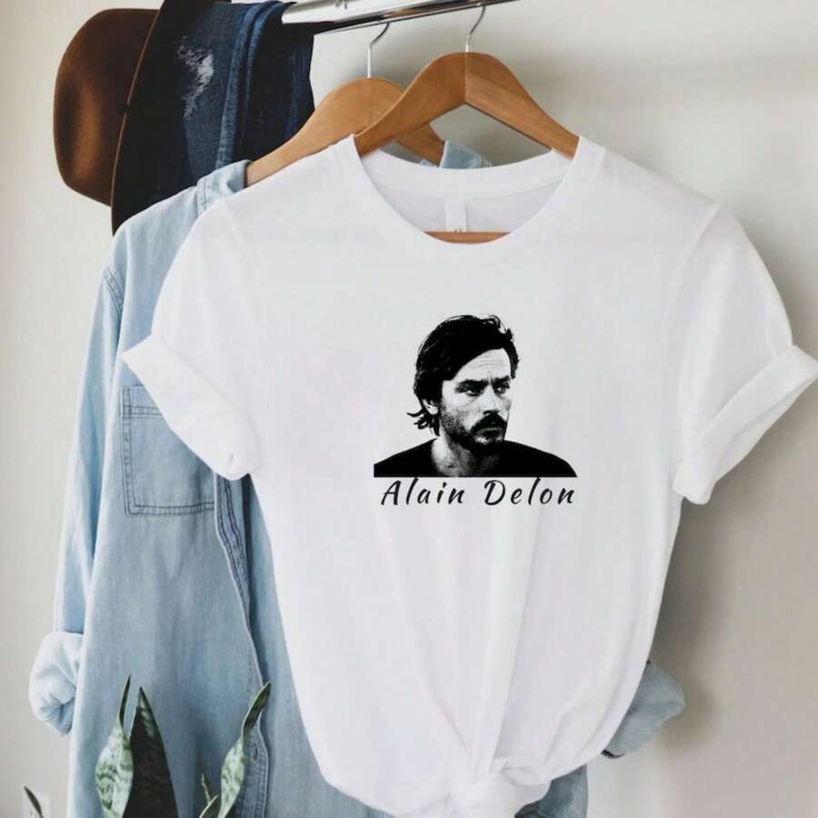 Film T-Shirt Alain Delon Le Samouraï Icon.JPG Camiseta 100% Algodón Unisex - Playera Casual Premium de Corte Cómodo - Blanco - Ver 1