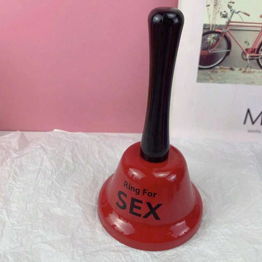 1pc Red Funny Hand Shake Bell, Creative Desktop Push Bell, Metal Service Bell, Suitable For Home, Office, Bar, Party Pranks And Novelty Gifts - Red - View 1