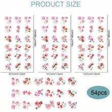 54pcs Abstract Pink Roses UV DTF Stickers, Colorful UV DTF Transfer Stickers, High Viscosity UV DTF Transfer Paper Creative Floral Patterns, Durable Adhesive, Home Decorations, Enthusiasts Suitable For Keychains, Small Pendants, Mugs UV DTF Keychain Sticker(Stickers Solely) - Multicolor - View 2