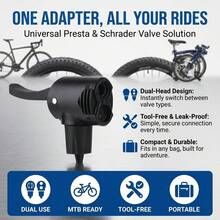 ETA 双头 Presta/Schrader 气嘴适配器，适用于自行车气筒，便携耐用，合金材质 - 黑色 - 查看 1